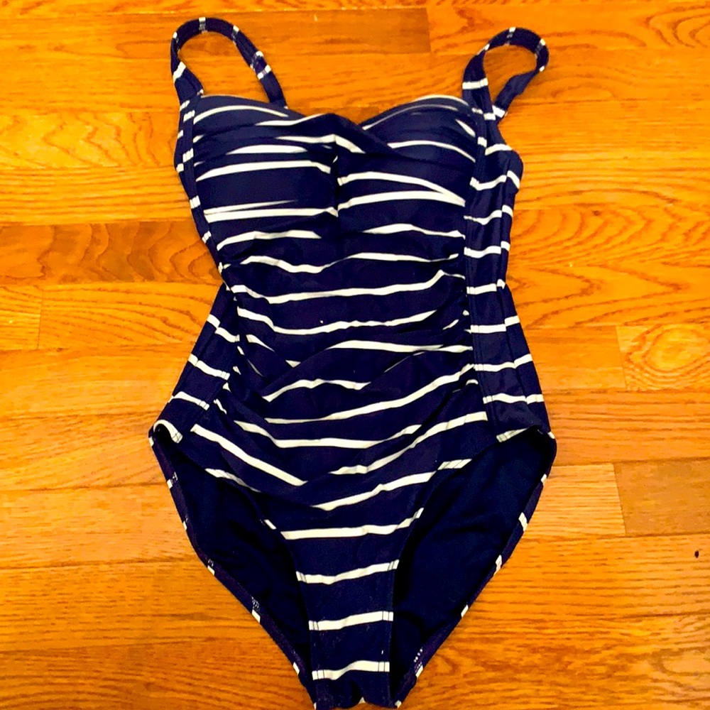 Niptuck Swim navy white one piece swimsuit 4